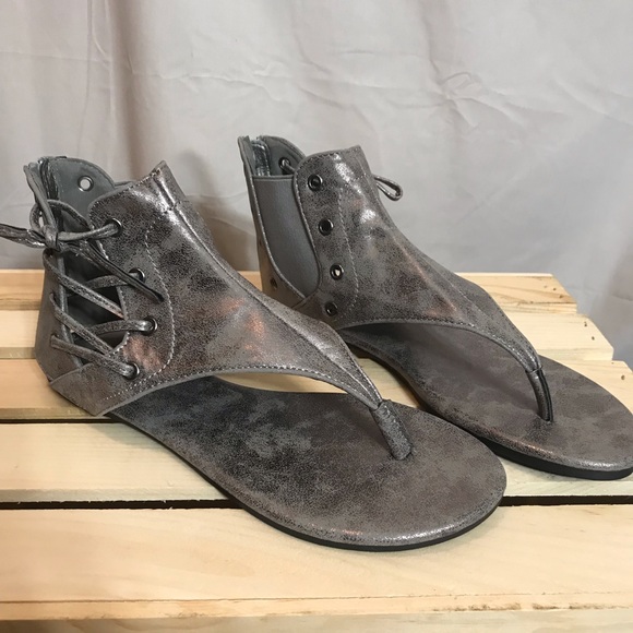 Pierre Dumas Gladiator Sandal in Pewter - Picture 3 of 6